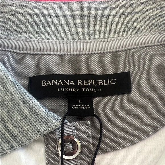 Banana Republic White Polo with Gray Collar - Picture 3 of 8